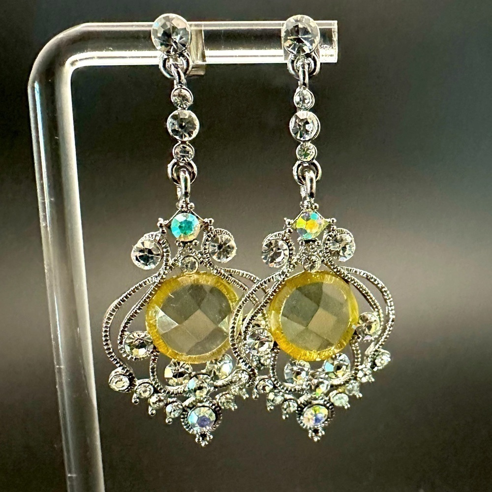 Statement Dangling Rhinestone Earrings - Picture 2 of 15